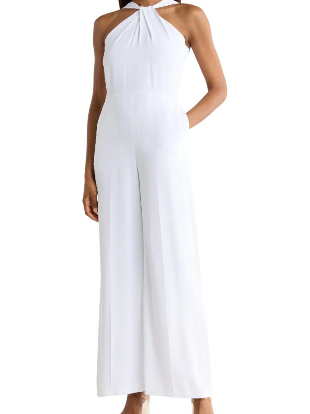 Theory Twist Bodice Ottoman Jumpsuit in White